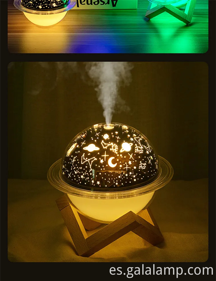 Planeta Humidificador de luz nocturna, USB, con soporte, humidificador